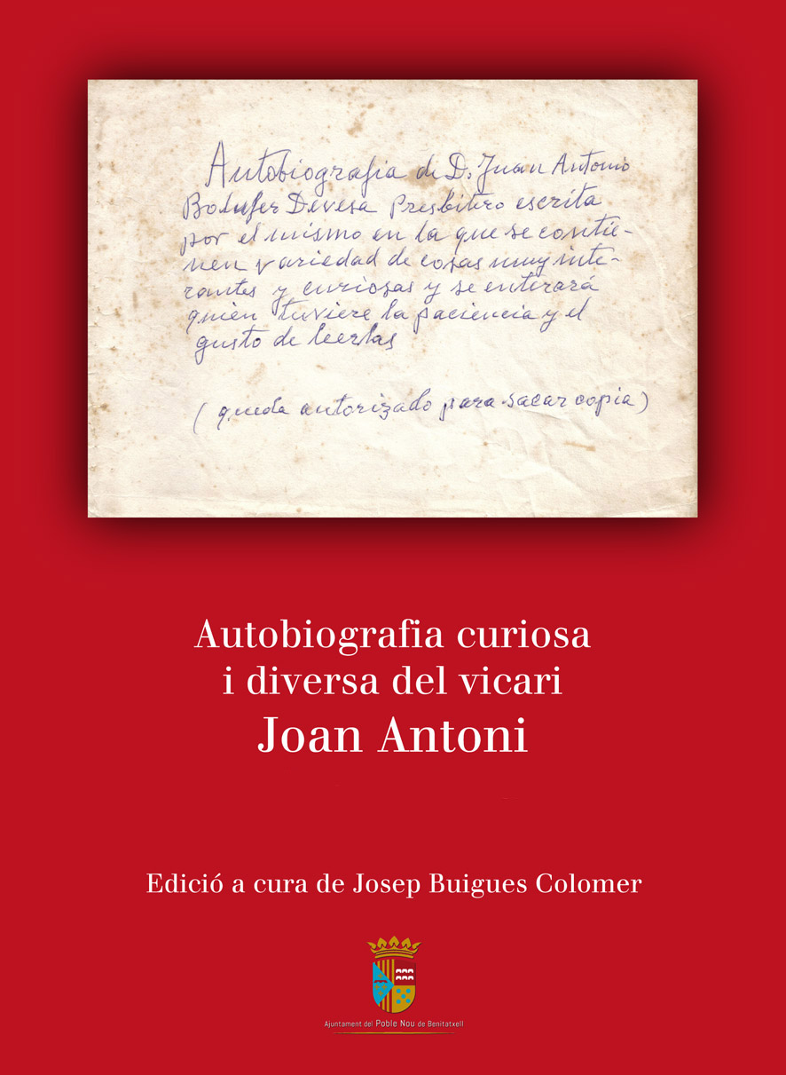 Autobiografia curiosa i diversa del vicari  Joan Antoni